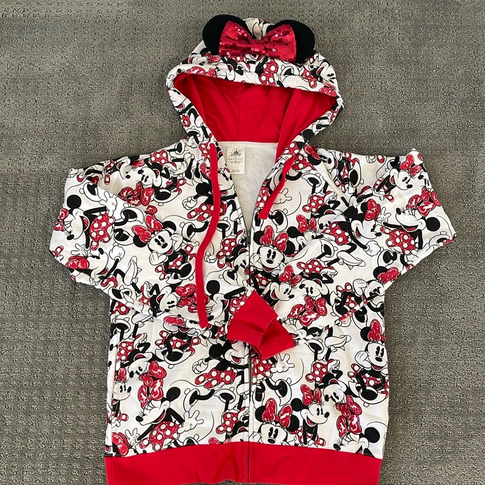 Disney Minnie Mouse Zip up Hoodie with Padded Mouse Ears - Women’s Medium